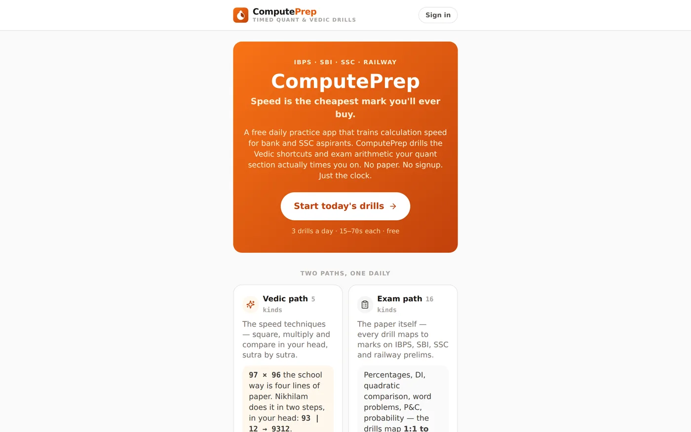 ComputePrep homepage screenshot